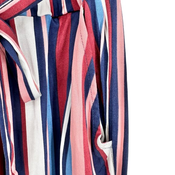 RMLA Romper Girls 14 Navy Pink Flutter Sleeve Solid Top Elastic Waist Ankles - Picture 2 of 9